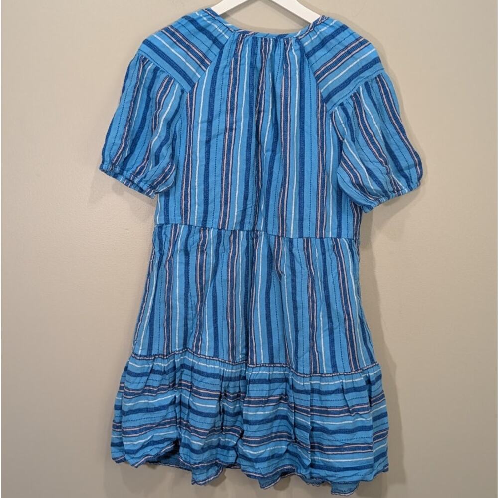 Wonderly Dress Split Neck Mini Cotton Brunch Breezy Coastal Boho Chic - Size M - Picture 2 of 6